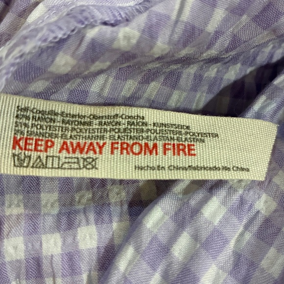 Free People Lavender Checkered Seersucker Oversized Button Down Shirt, Medium - Picture 8 of 8